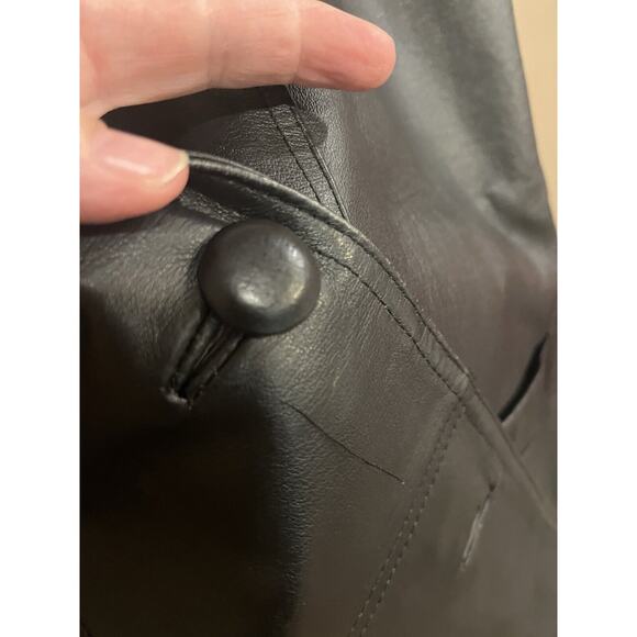 VTG Tribeca Studio Women's Black Leather Blazer Jacket L Button Front Mid Lined - Picture 3 of 11
